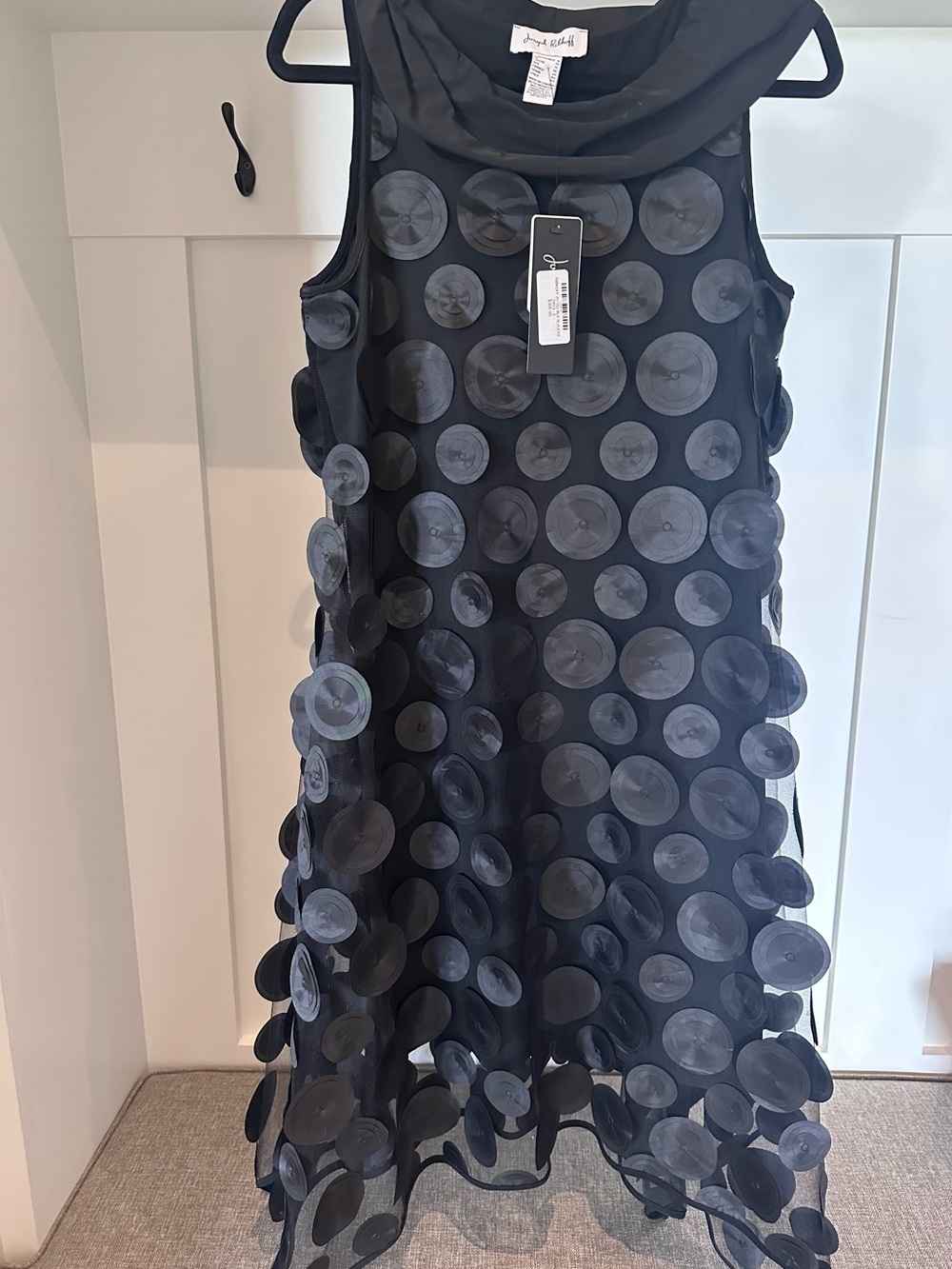 Joseph Ribkoff Black Midi Dress with Circular Appliqués - Picture 7 of 10